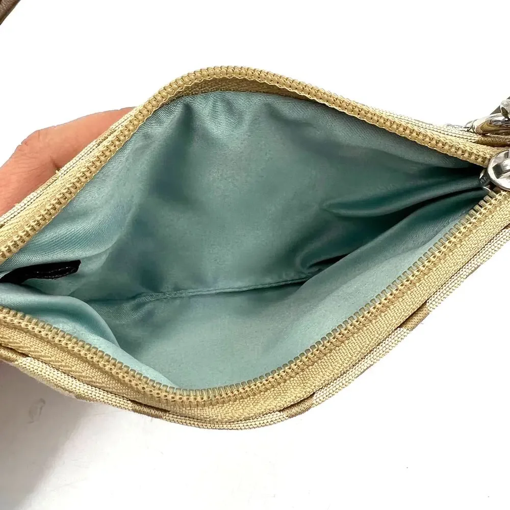 Coach Wristlet Signature C Op Art Sateen Jacquard Brown